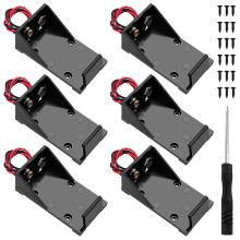 6 PCS 9V Battery Holder, KUOQIY Plastic 9 Volt Battery Case with Wire Lead, 9V Battery Storage Box for CCTV, Motor, Solenoid, LED Strip, with Screw &