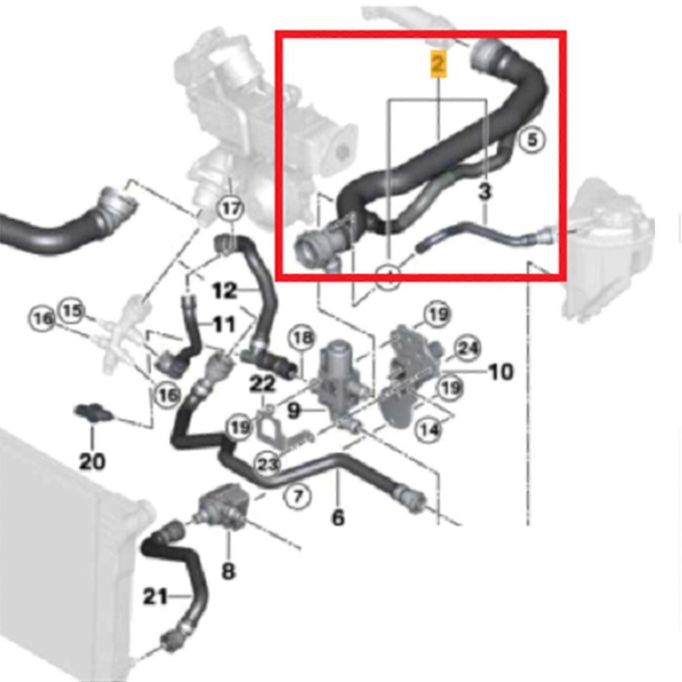 2X 17127809818 Top Radiator Upper Coolant Water Hose For Bmw F07 F10 F11 520D 525D Xd 9152359463683
