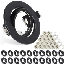 HiBay 20x Ceiling Spotlights GU10 LED Spot Lights 360 Tiltable Down Lights Round Black Downlights for Hallway Shop, 240V, 90mm Outer Diameter, 68-85