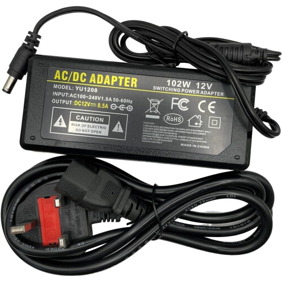 Multibao 12V 8A Power Supply, Ac Adapter 100-240V 50-60Hz 12V 96W Power Adapter Transformer Charger 5.5X2.5mm (2.1Mm) Dc Jack For Cctv Camera Led Lig 43856473