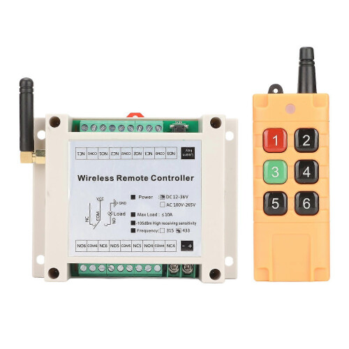 Remote Control Switch Multifunctional 6CH 433Mhz Remote Control Relay for Electric Doors Windows Industry DC12?36V 1