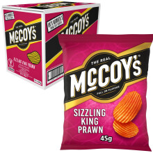 McCoys Sizzling King Prawn Grab Bag Crisps 45g Multipack BOX of 36 Fully l