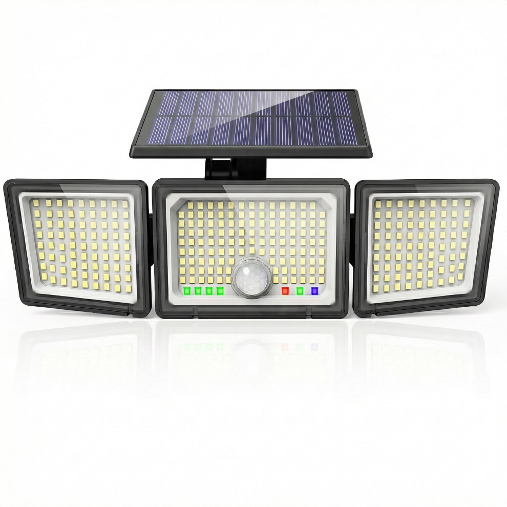 Solar Lights Outdoor, 286 Led 3500Lm Solar Motion Sensor Light With Power Display & Mode Indicators, 6500K Adjustable 3-Head Security Flood Light, Ip 79961073