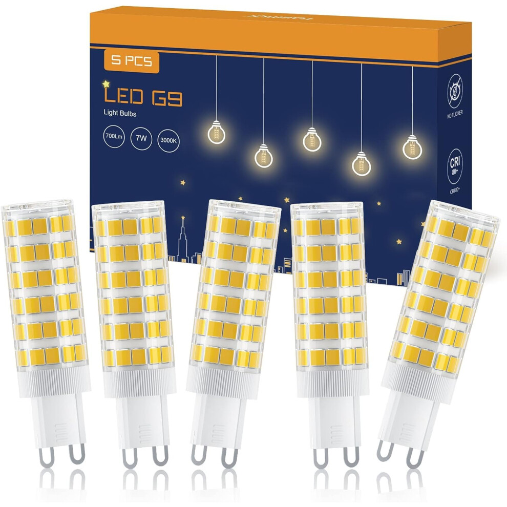 Tasmor G9 Led Bulbs 7W, Warm 3000K, Led Bulbs G9, Equivalent To 70W Halogen, No Flicker, Non-Dimmable, Energy Saving 700Lm, Ac220-240V, White/Light 57261874