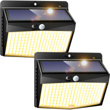 Peasur Solar Lights Outdoor Garden, Upgraded Wireless 168LED Solar Security Lights Motion Sensor, IP65 Waterproof Solar Powered Wall Lights with 3 Mo