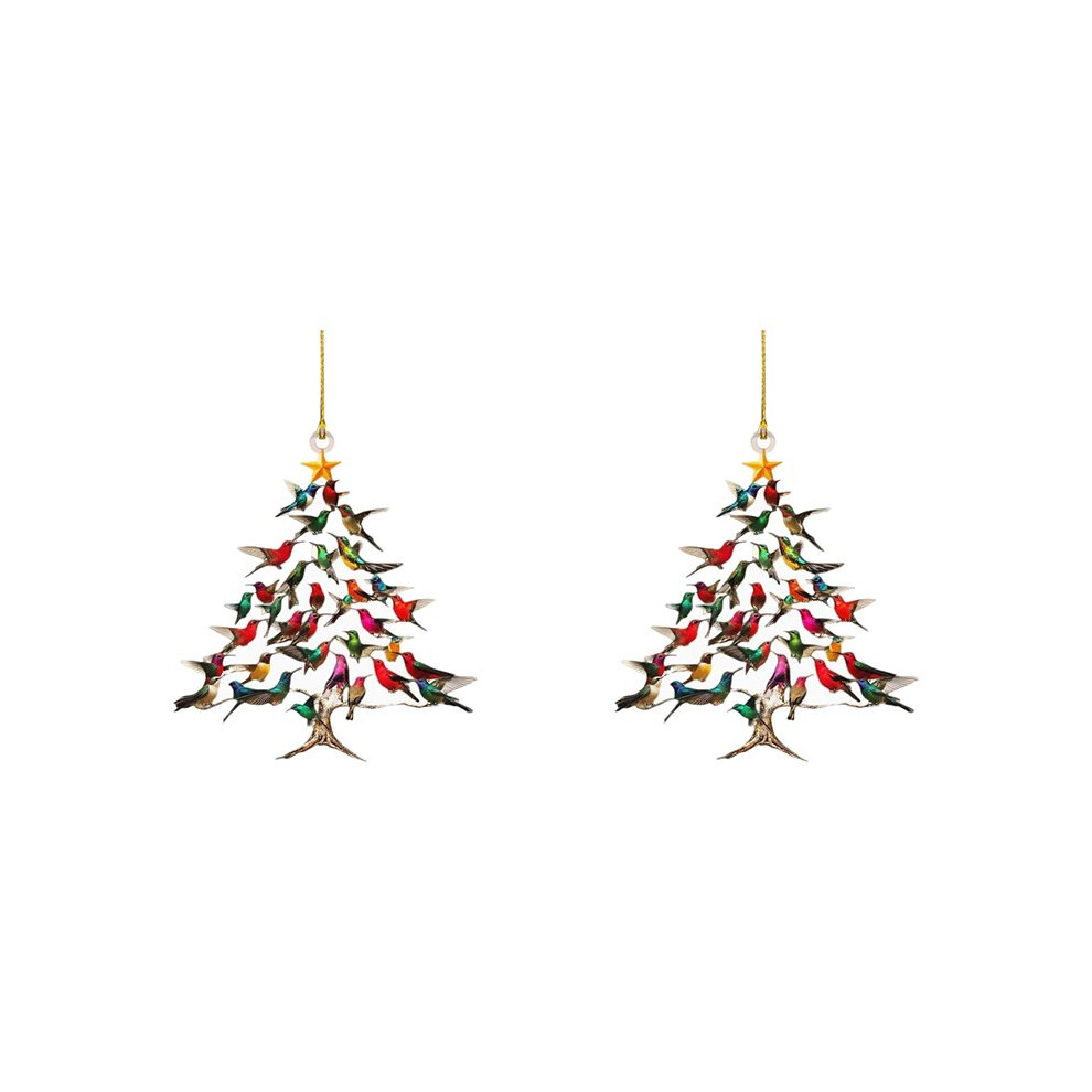 2X Christmas Ornament, Colorful Hummingbirds Hanging Ornaments For Tree, Christmas Tree Shaped Pendant 4712661934438