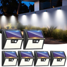 LOTMOS 6 Pack Solar Lights Outdoor Garden, 176 LED Ultra Bright Security Lights Motion Sensor, 3 Modes Waterproof Solar Powered Wall Fence Lights for