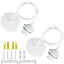 ZHIQIN 2 Pack E27 Pendant Light Ceiling Rose Set With 1M Cable - Modern White Fitting for Ceiling Pendant Lights