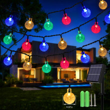 Solar String Lights, 59Ft 100 LED Globe String Lights, Solar Fairy Garden Lights Waterproof 8 Modes Indoor Outdoor Balcony Lights for Christmas, Bedr