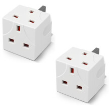 2 Way 3 Pin Power Adapter Plug Splitter 13A Fused Cube Electric Multi Wall Plug Uk Socket Extensions 250V Power Extender For Kitchen Home Office & In