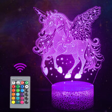 Unicorn Night Light for Kids, Unicorn Gifts for Boys Girls or Room Decor, Beauty 3D Illusion Lamp with 16 Colors Change Remote Control, Decorative De
