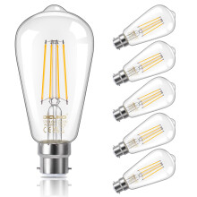 DiCUNO Vintage Edison Light Bulb B22 Bayonet Light ST64, 6W Equivalent to 60W, Filament Clear LED Bulb, Warm White 2700K, 810LM, Non-dimmable, 6 Pcs