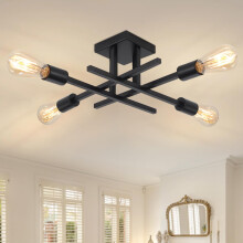 QAREHL Sputnik Ceiling Light, 4 Lights Black Ceiling Lights Living Room Modern Sputnik Chandelier for Bedroom, Dining Room, Kitchen, Hallway, Office,