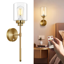 slochi 1 Pack Battery Operated Wall Sconce, Wireless 5200mAh Rechargeable Wall Lights with Remote, Dimmable Wireless Wall Sconces for Bedroom, Living