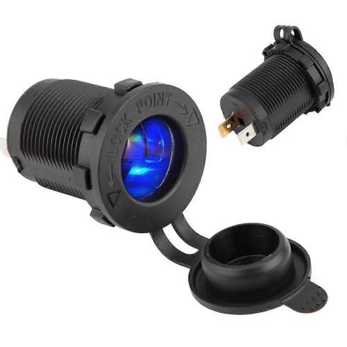 12V Zigarettenanzünder-Steckdose mit blauer LED für Auto, Motorrad und Boot 2