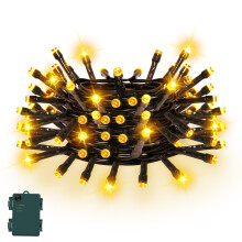 Gcstnn Battery Operated Christmas Lights, 5M/16.4Ft 50LED Outdoor Fairy Lights with 6h Timer,IP65 Waterproof String Lights On Green Cable,for Bedroom