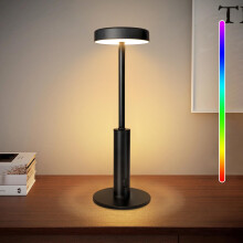 Smanu LED Rechargeable Table Lamp,Battery Operated Lamps,3 Colors & 7 RGB Stepless Dimmable Cordless Bedside Lamp Night Light Touch Control Ambient L