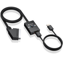 eSynic Upgraded Scart to HDMI 1080P@60Hz Converter with Aspect Switch 4:3/16:9 Conversion Scart to HDMI Adapter Support NTSC/PAL for VCR, VHS, DVD ec