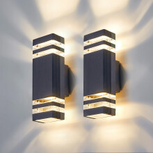 CELAVY Outdoor Wall Lights Mains Powered Outside Up Down Lights, IP65 LED Porch Front Door Light, Waterproof Square GU10 Exterior Modern Lighting Ext