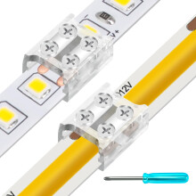 VIPMOON 12 Pack 2 Pin Tighten Screw LED Strip Light Connectors for 10mm Wide SMD/COB 3528 2835 5050 Single Colour LED Strip Lights, Strip to Strip LE