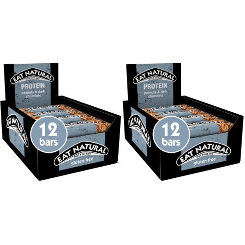 Eat Natural Protein Peanuts  Dark Chocolate Fruit  Nut Bars 12 x 40g Pack o