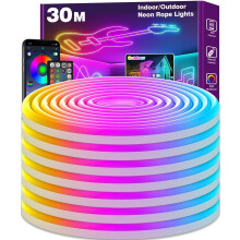 LETIANPAI 30m Neon Rope Lights, Multiple Modes,Flexible LED Cord Lights Controlled with App/Remote, IP65 Outdoor RGBWaterproof, Music Sync Led Neon L