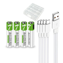 USB AAA Lithium ion Rechargeable Battery, High Capacity 1.5V 550mWh Rechargeable AAA Battery, 1 H Fast Charge, 1200 Cycle with Type C Port Cable, Con