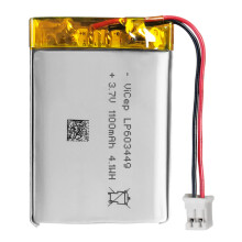 ViCep 3.7V Lithium Polymer Battery 1100mAh 603449 Rechargeable with Wires and JST-PHR-02 2-Pin Connector for Bluetooth Speaker and Wireless Device- C