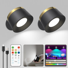 Speclux Battery Operated Wall Lights 2 Pack, LED Rechargeable Wall Lights Indoor, 3500mAh Magnetic Wall Lamp with Remote, 3 Color Temperatures & 13 R