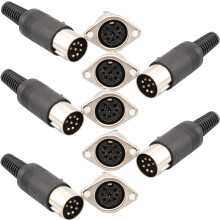RUNCCI-YUN 10pcs 8 Pin DIN Male to Female Connector, Panel Mount, audio AV equipment Chassis Cable Solder Connector, for CNC Project (Black)