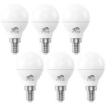 LOEODO E14 LED Bulbs 40W Equivalent, 6W Screw Light Bulb, 470 Lumens, 2700K Warm White, Golf Ball Bulbs, Non-Dimmable, Pack of 6