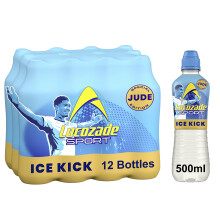 Lucozade Sport Ice Kick, Jude Bellingham Edition, 500ml (Pack of 12), Isotonic sports drink with electrolytes and vitamin B3 | Still