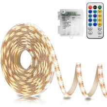 CCILAND 5M Strip Lights Battery Powered, 150 LED 2700K 2835 SMD Light Strip with Remote 8 Modes Timer, Outdoor Strip Lights Waterproof Self-Adhesive