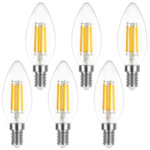 YUNRRD E14 Led SES Candle Light Bulb,Small Screw,4W Equivalent to 40W,Warm White 2700K, (Energy Saving Light Bulb) C35 Edison Clear Filament Bulbs,40