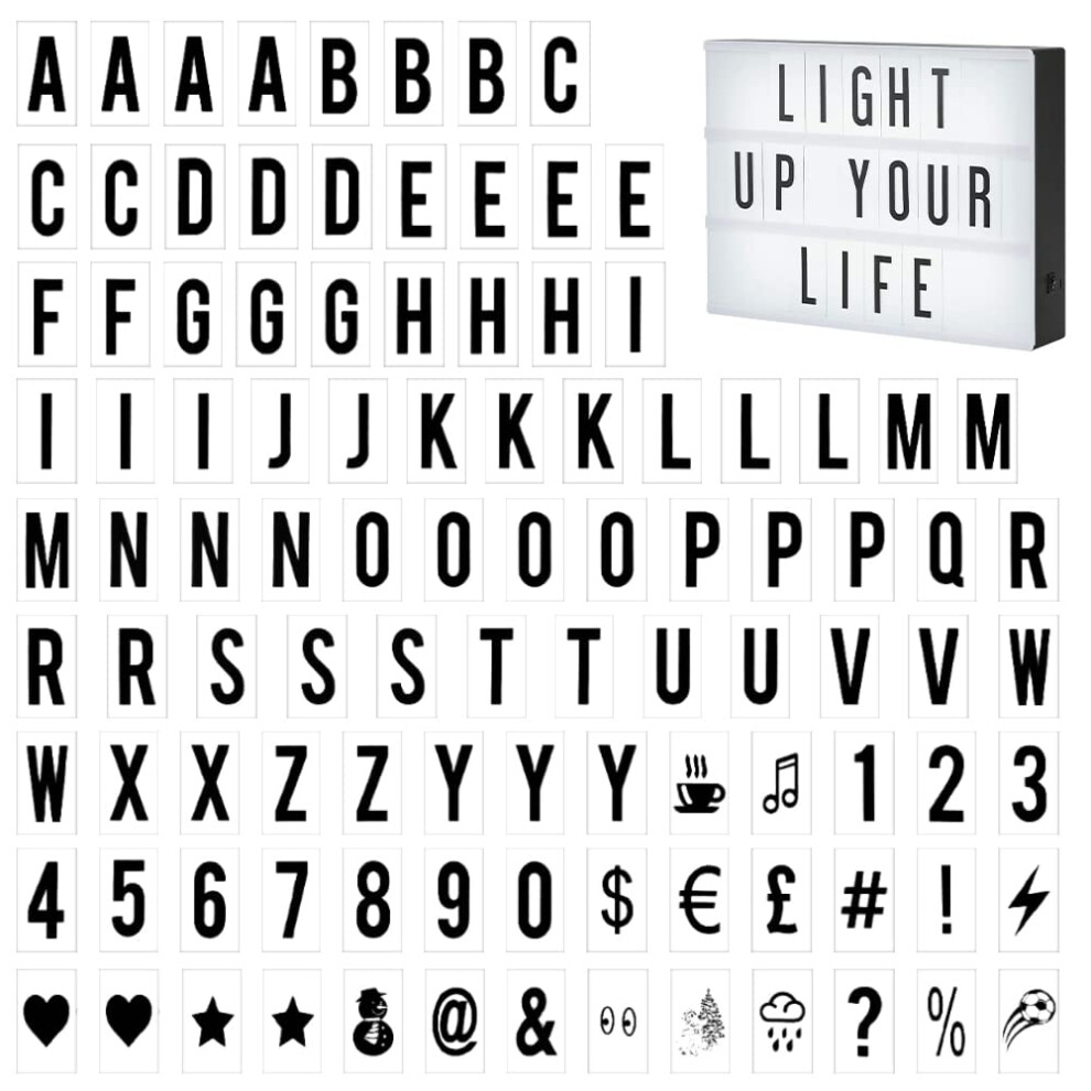 Xygobla 104Pcs Cinema Box Letters 65X35mm, Led Box Replacement Letters Numbers & Symbols, Compatible With A3 A4 A5 Cinema Board For Light/Black 53558787