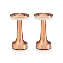 Auraglow Copper Rechargeable Touch Control Cordless LED Table Lamp - Perfect for Bedside Tables, Hotels and Restaurants - Twin Pack