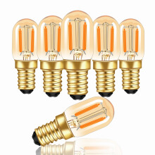 E14 1W LED Light Bulb, Amber Glass E14 Vintage Filament Small Screw Bulbs Ultra Warm White 2200K 100LM Mini T22 Tubular Night Light Bulb for Fridge S