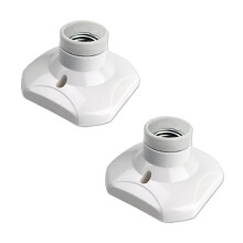 E27 Screw Light Bulb Socket Holder, ES Lamp Holder Base, Edison Screw E27 Wall Socket, Ceiling Light Fitting, AC 220-250V, White, 2pcs