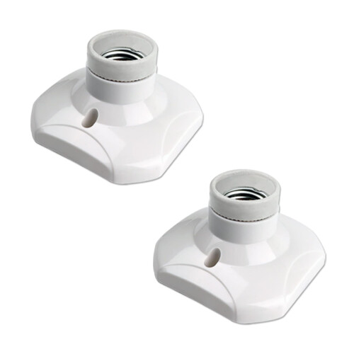 E27 Screw Light Bulb Socket Holder, ES Lamp Holder Base, Edison Screw E27 Wall Socket, Ceiling Light Fitting, AC 220-250V, White, 2pcs