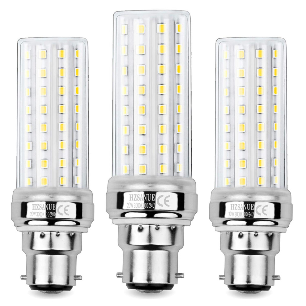 Hzsanue Led Corn Bulbs 20W, 150W Incandescent Bulbs Equivalent, 2300Lm, 3000K Warm B22 Bayonet Cap, Pack Of 3 White 57976983