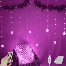 YOLIGHT Wishing Ball Curtain Lights 200 LED Window Curtain Lights with Remote, USB Battery Powered Twinkle Globe Fairy Lights for Wedding Party Bedro