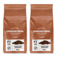by Amazon Espresso Crema Coffee Beans Light Roast 1kg 2 Packs of 500g Rainf