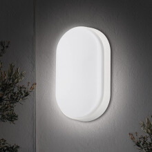 18W LED 4000K IP65 Flush Wall Mounted Oval Bulkhead Light Fitting with White Trim for Indoor, Outdoor, Bath, Office, Hallway, Corridor, Utility, Gard