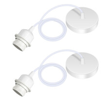 Caldarax 2 Pack Ceiling Pendant Light Fitting, E27 Lamp Holder, with Lock Ring for Shade, with 100CM Adjustable Cable, Flex Cable Ceiling Rose, Indus