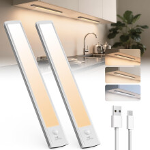 Under Cabinet Kitchen Lights, Wardrobe Lights, 2200mAh USB-C Rechargeable Motion Sensor Lights Indoor, 3 Color Temperature Stepless Dimming for Kitch