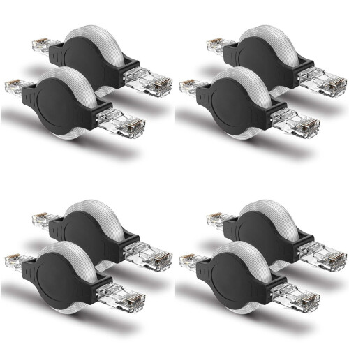 8PCS Portable RJ45 Cat 5 5E Retractable Ethernet LAN Network Patch Cable 10/100 Mbps 1.5M/5FT