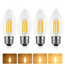 Caldarax E27 LED Candle Bulbs Dimmable, 4W Equivalent 40W Incandescent Bulb, Large Edison Screw C35 Candle Bulbs, Warm White 2700K, 400LM, AC 220-240