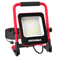 HYCHIKA LED Work Light 50W, Job Site Lights 5500LM, IP65 Waterproof, 360 Degree Rotation with Stand Foldable Construction Lights, 6500K Daylight Whi