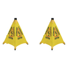 2X Vorsicht, Nasser Boden, Schild, „Rutschgefahr bei Nässe", Aufklappbarer, An der Wand Montierter, Faltbarer, Zweisprachiger Sicherheitswarnkegel