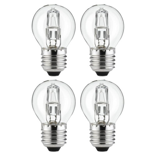 Lampwise 4X 28W (40W) Halogen Clear Golf Ball Bulb - E27 Base, Warm White, Dimmable